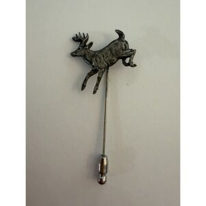 Vintage Sid Bell Tully NY Jumping Deer Tie Tack/Hat Pin Sterling Silver
